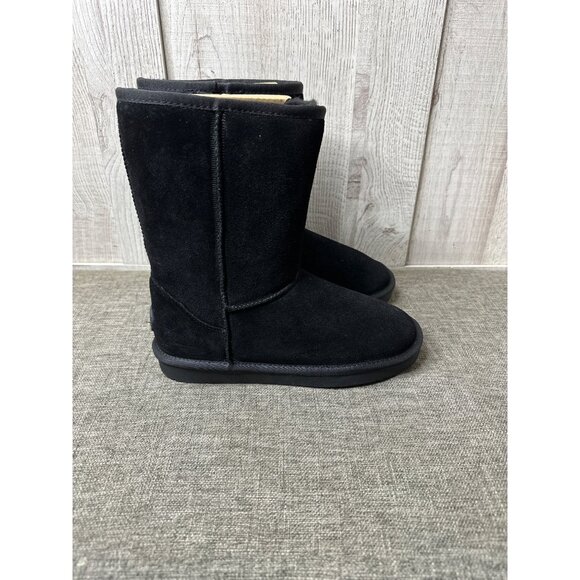 Aomais Womens Size 7 Black Suede Mid Calf Lined Boots Winter - Picture 2 of 7